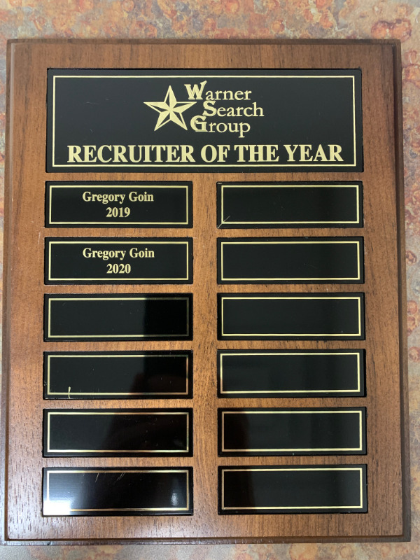 2020 Warner Search Group Recruiter of the Year